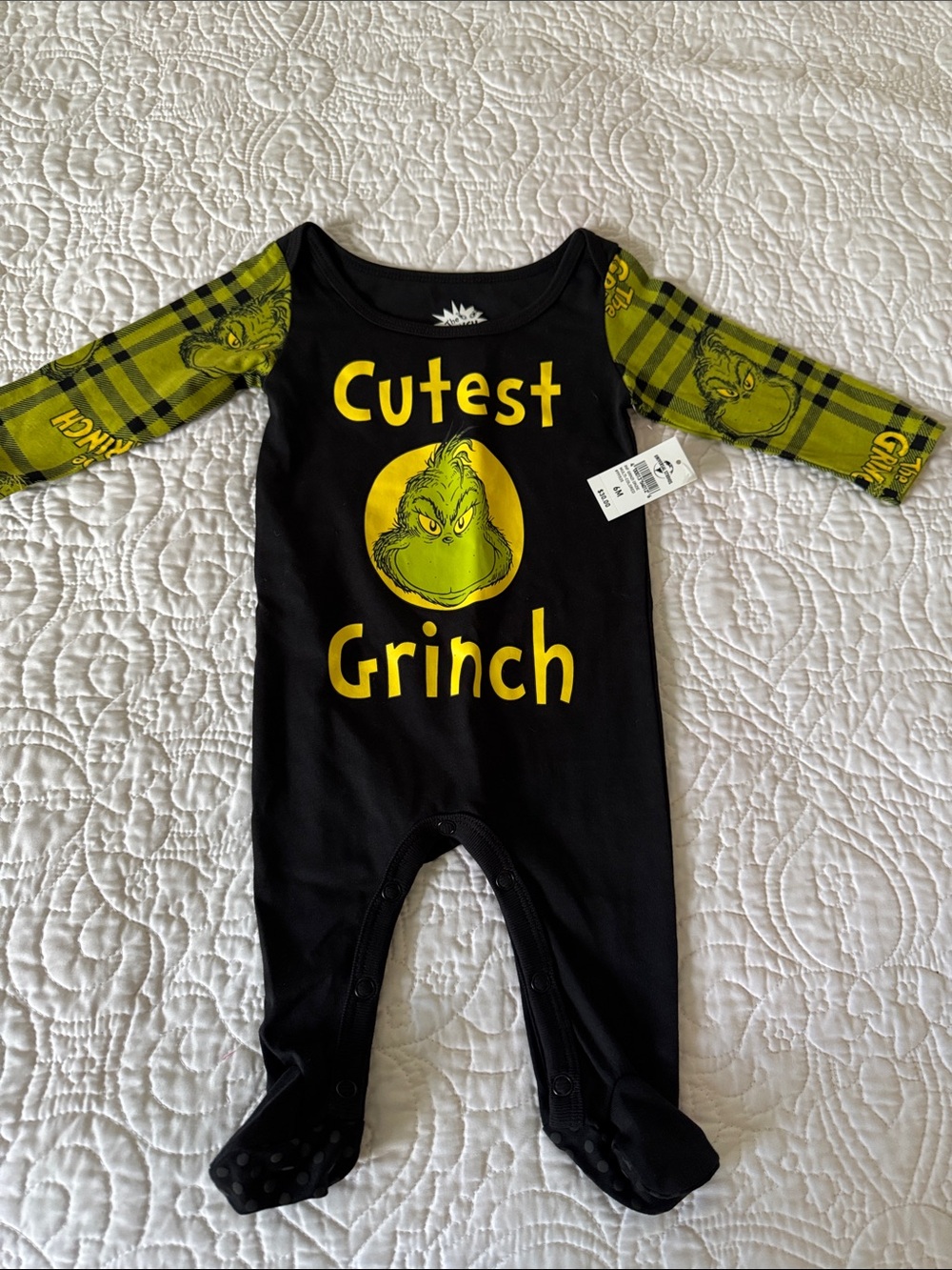 Universal Black & Green 'Cutest Grinch' Baby One-Piece